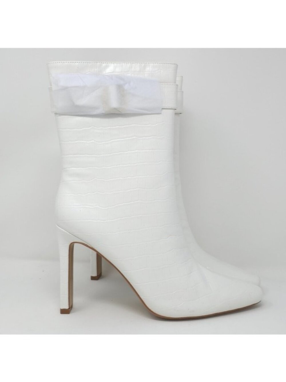 Journee Collection Elanie White Croc Block Heel Ankle Boots US 11 NIB - Picture 3 of 13
